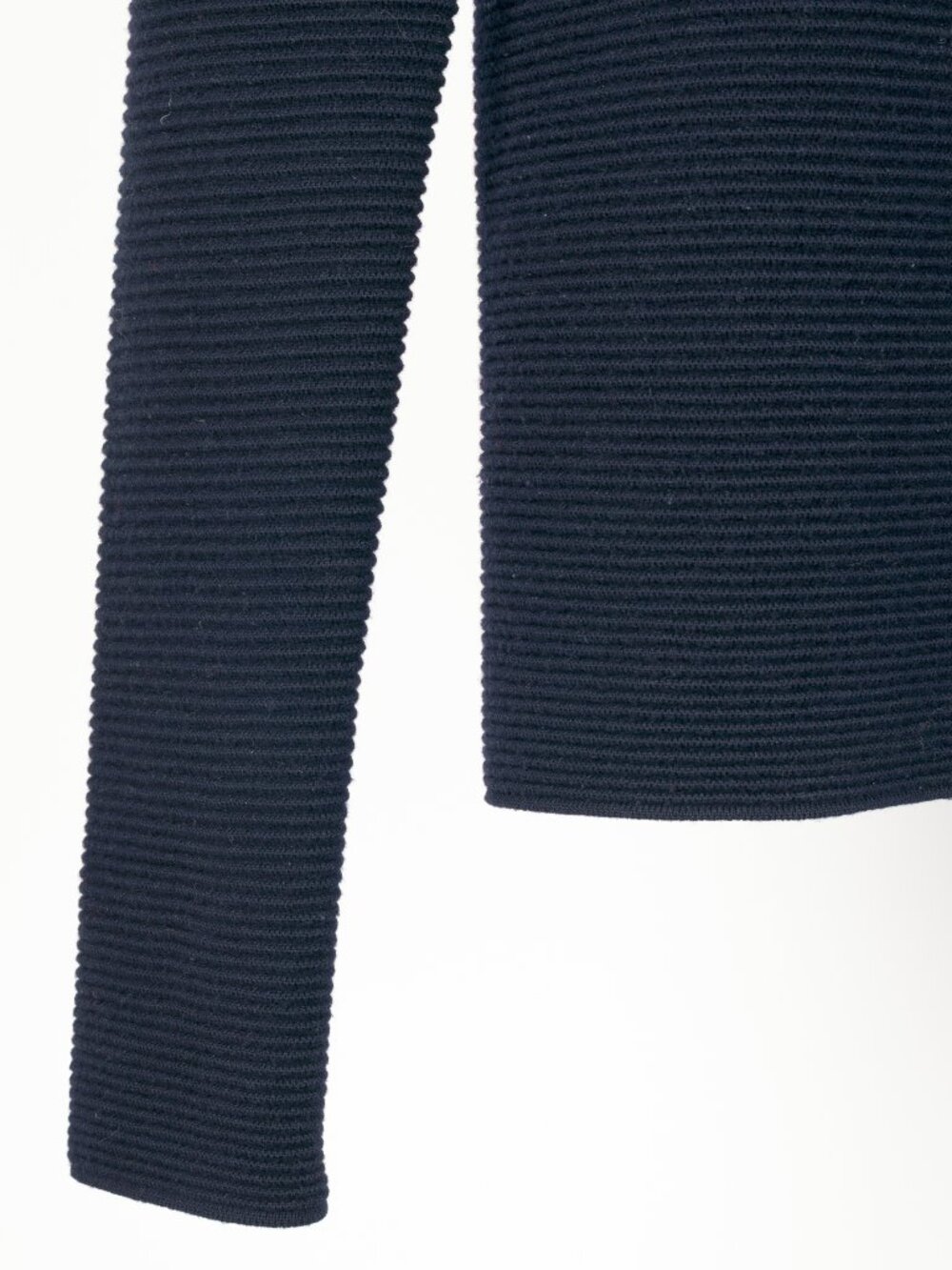 Chloe Navy Wool Ribbed-Knit Back Zip Sweater - Picture 5 of 9
